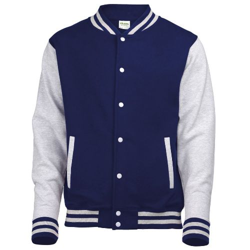 Awdis Just Hoods Varsity Jacket Oxford Navy/Heather Grey